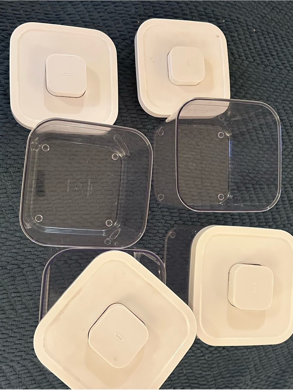 Oxo Set of 4 Square White and Clear Food Storage Containers